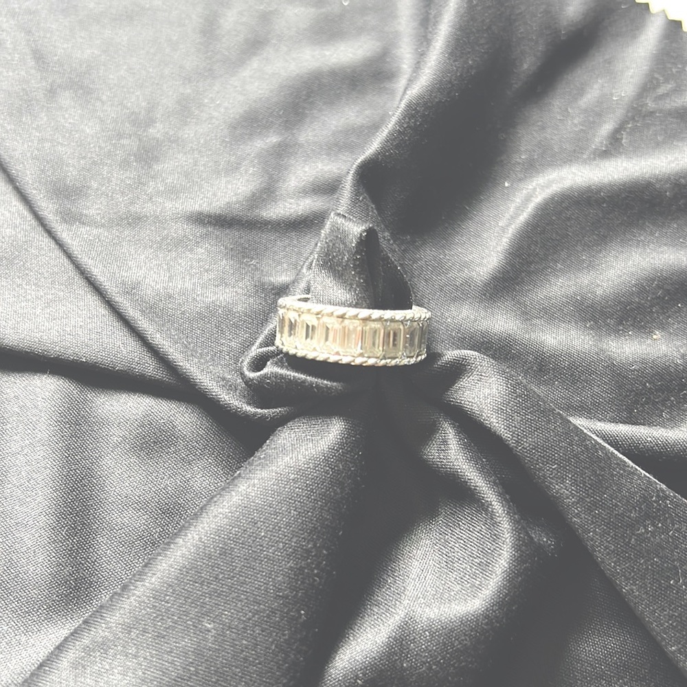 Judith Ripka Sterling Silver Baguette CZ Diamonique Ring Size 7